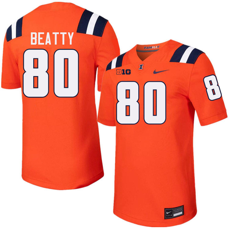 Men #80 Hank Beatty Illinois Fighting Illini College Football Jerseys Stitched-Orange